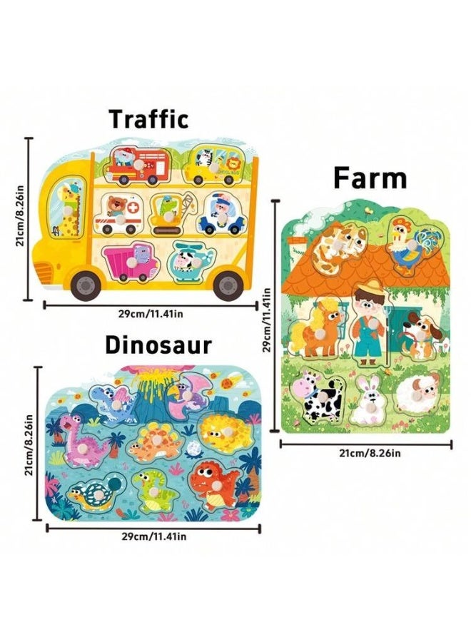 Montessori Baby Early Learning Grab Board, Cartoon Animal Recognition Matching Puzzle, Early Childhood Education Toy for Girls - Image 4