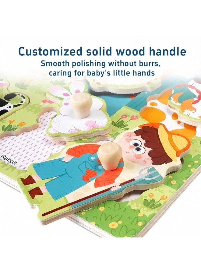Montessori Baby Early Learning Grab Board, Cartoon Animal Recognition Matching Puzzle, Early Childhood Education Toy for Girls - Image 3