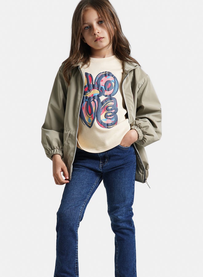 ريمينت جاكيت للبنات خفيف للربيع بيج داكن - Image 2