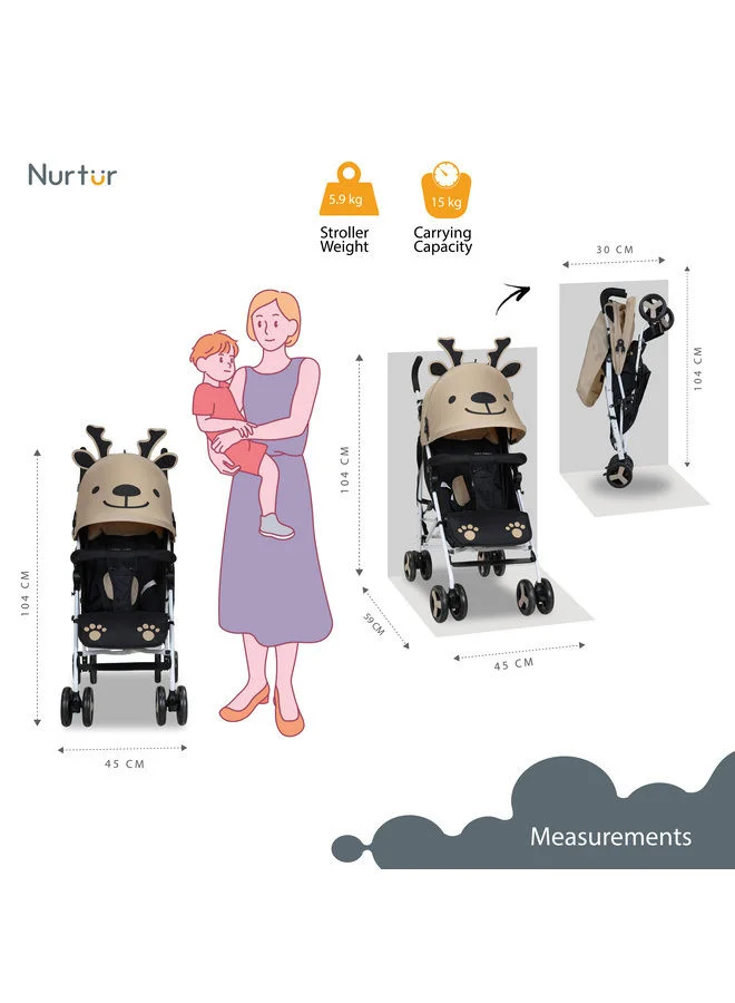 نورتر Luca Lightweight Stroller 0 To 36 Months Storage Basket Detachable Bumper 5 Point Safety Harness Compact Design Shoulder Strap