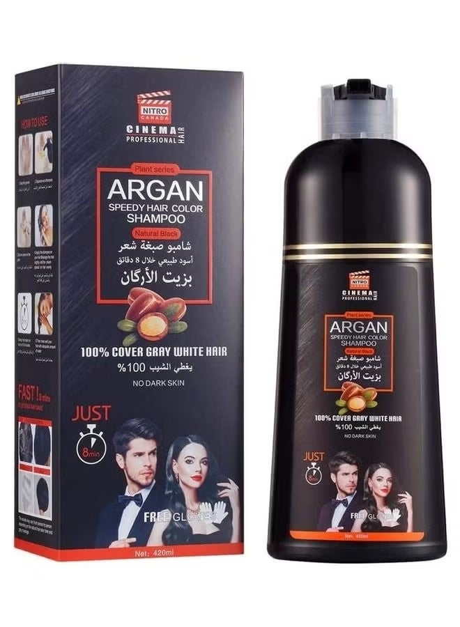 Argan Speedy Hair Color Shampoo, Black, 420ml