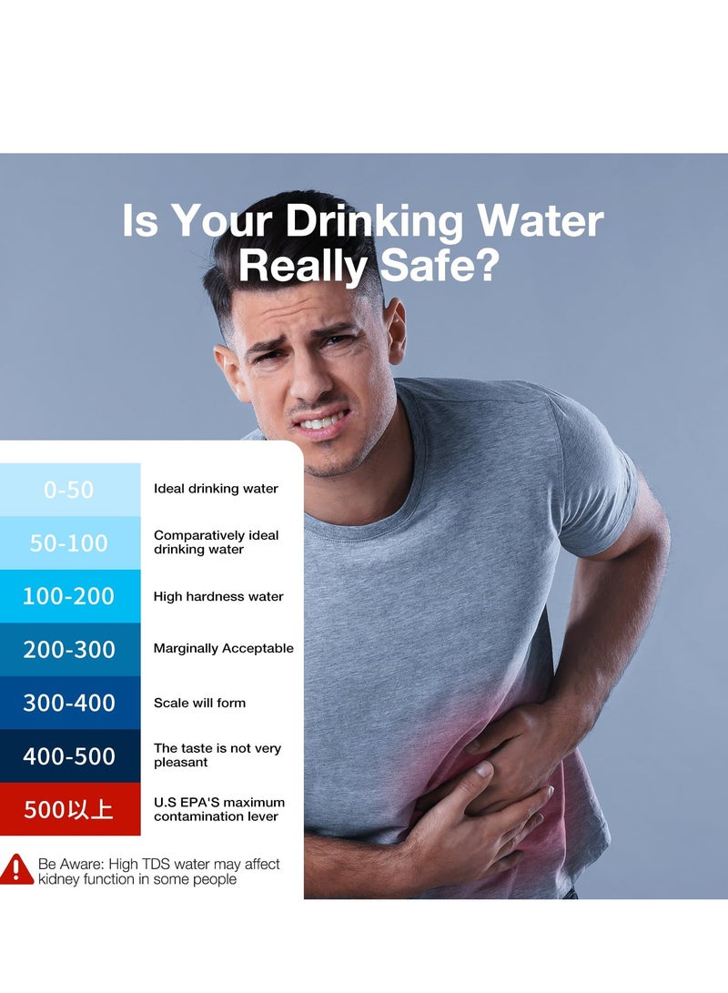 جهاز 4 في 1 لقياس TDS الرقمي لاختبار المياه - دقيق وموثوق لقياس TDS وEC ودرجة الحرارة (°C,°F) - مدى قياس 0-9990 جزء في المليون - للاستخدام الاحترافي في مياه الشرب، أنظمة RO/DI، أحواض الأسماك وغيرها  - Image 2