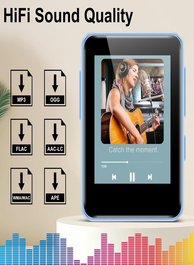 woolynew 32GB MP3 Player with Bluetooth, 1.8 inch Screen, with FM Radio, Recorder, Portable Sport HiFi Music Player Up to 512GB, Blue - Image 5