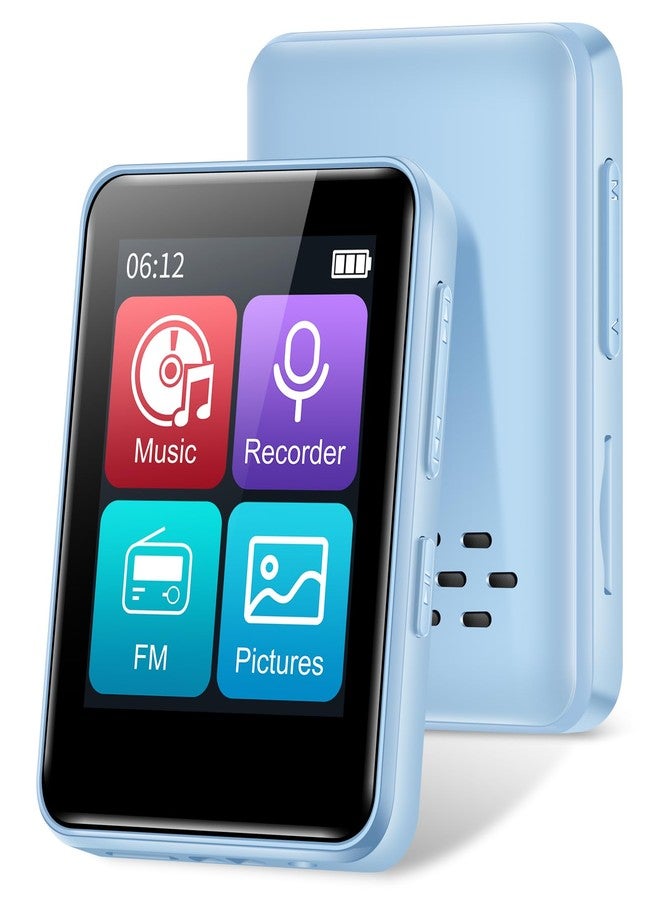 woolynew 32GB MP3 Player with Bluetooth, 1.8 inch Screen, with FM Radio, Recorder, Portable Sport HiFi Music Player Up to 512GB, Blue - Image 1