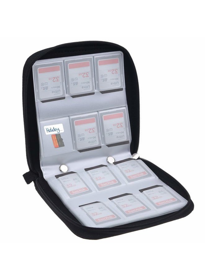 CamKix Memory Card Case - Fits up to 88x SD, SDHC, Micro SD, Mini SD and 4X CF - Holder with 88 Slots (8 Pages) - for Storage and Travel - Microfiber Cleaning Cloth, Carabiner and Labels Included - Image 2