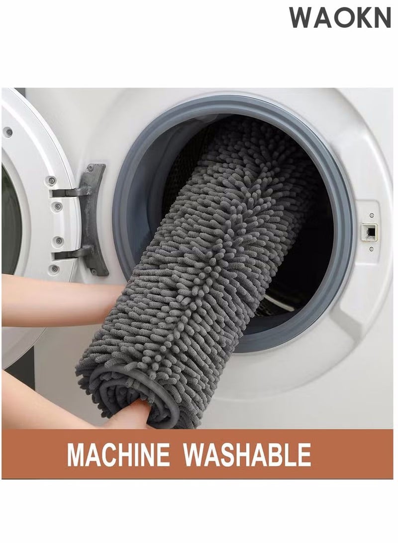 دبليو أيه أو كي أن سجادة حمام، سجادات حمام بقاعدة غير قابلة للانزلاق، سجادة حمام سريعة الجفاف، سجادة حمام فائقة النعومة والامتصاص مع قاعدة مطاطية غير قابلة للانزلاق، سجادات ماصة غير قابلة للانزلاق، قابلة للغسل في الغسالة وسريعة الجفاف، إكسسوارات حمام ديكورية 40*60 سم سجادة حمام غير قابلة للانزلاق لأرضية الحمام والحوض والدش (رمادي غامق) - Image 2