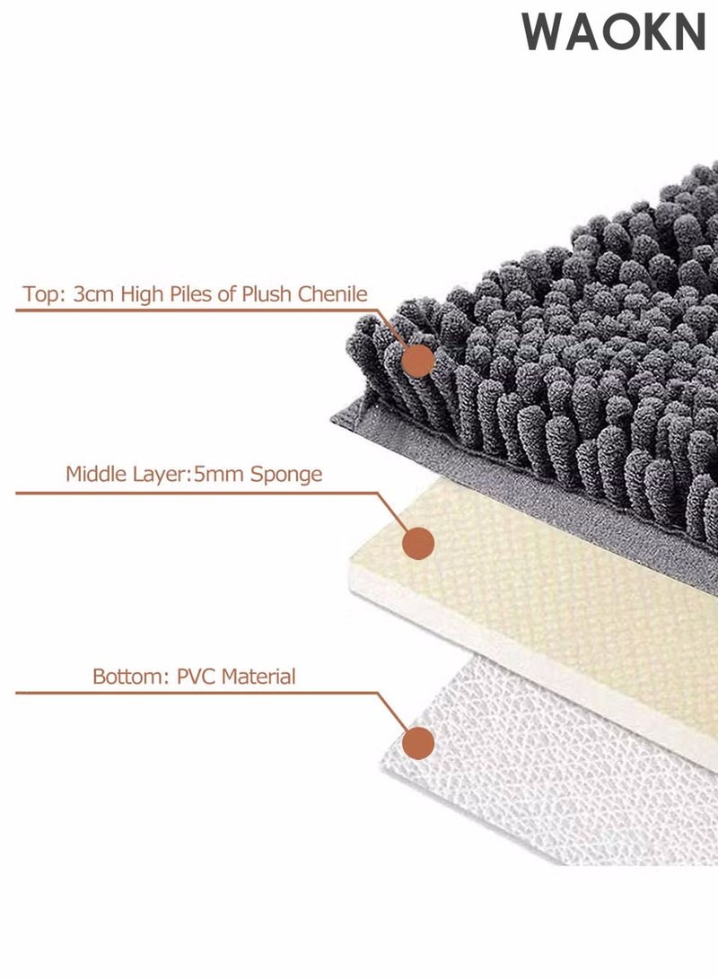 دبليو أيه أو كي أن سجادة حمام، سجادات حمام بقاعدة غير قابلة للانزلاق، سجادة حمام سريعة الجفاف، سجادة حمام فائقة النعومة والامتصاص مع قاعدة مطاطية غير قابلة للانزلاق، سجادات ماصة غير قابلة للانزلاق، قابلة للغسل في الغسالة وسريعة الجفاف، إكسسوارات حمام ديكورية 40*60 سم سجادة حمام غير قابلة للانزلاق لأرضية الحمام والحوض والدش (رمادي غامق) - Image 3