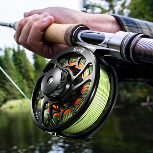Piscifun Sword Fly Fishing Reel with Line PreLoaded CNCMachined Aluminum Alloy Fly Reel Light Weight and Corrosion Resistance Design 56wt Black - Image 3