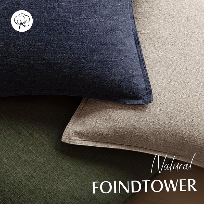 Foindtower Set of 2, Decorative Linen Soild Throw Pillow Covers Soft Accent Cushion Euro Case Boho Farmhouse Pillowcase for Chair Couch Sofa Bedroom Living Room Home Decor 20 x 20 Inch Natural Linen - Image 4