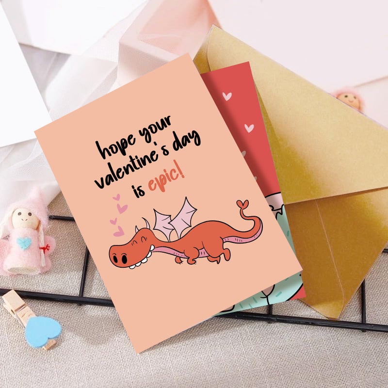 Obbyidk 24 Funny Valentine's Day Card Set, Assorted Pun Note Cards with Envelopes, Cute Valentines Cards Pack for Kids Student Classroom School, 4 x 6 In(8 Designs, 3 Each) - Image 4
