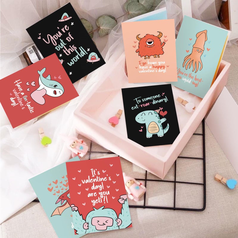 Obbyidk 24 Funny Valentine's Day Card Set, Assorted Pun Note Cards with Envelopes, Cute Valentines Cards Pack for Kids Student Classroom School, 4 x 6 In(8 Designs, 3 Each) - Image 3