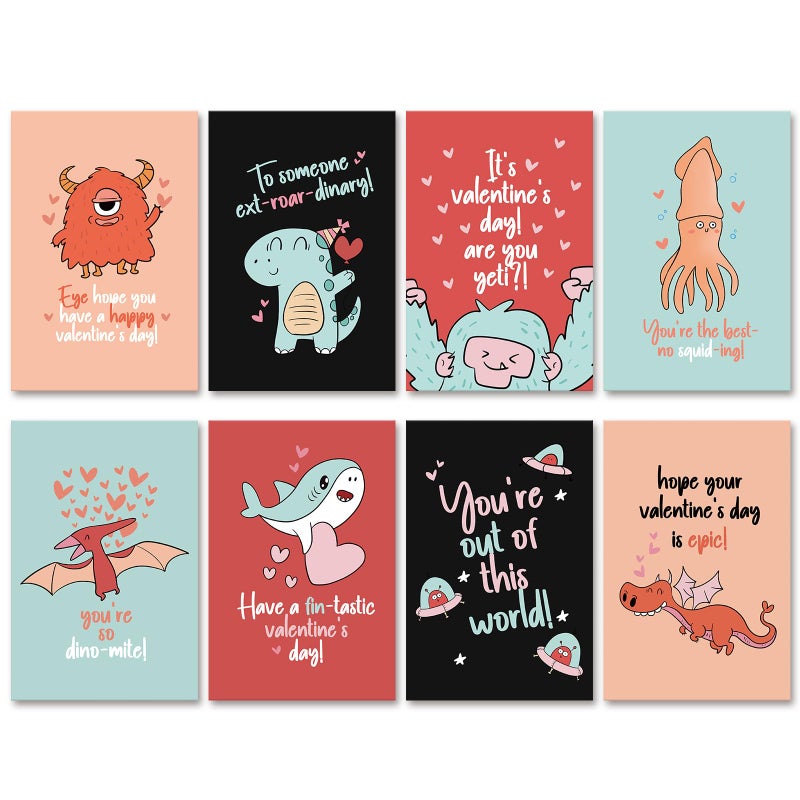 Obbyidk 24 Funny Valentine's Day Card Set, Assorted Pun Note Cards with Envelopes, Cute Valentines Cards Pack for Kids Student Classroom School, 4 x 6 In(8 Designs, 3 Each) - Image 1
