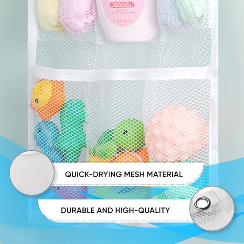 Handy Laundry Shower Curtain Bathroom Organizer -9 Pockets- Perfect for Organizing Home Bath, Your Toiletries and kid's Toys in Nine Durable Deep Mesh Pockets. Hang on Existing Shower Curtain Rings. - Image 5