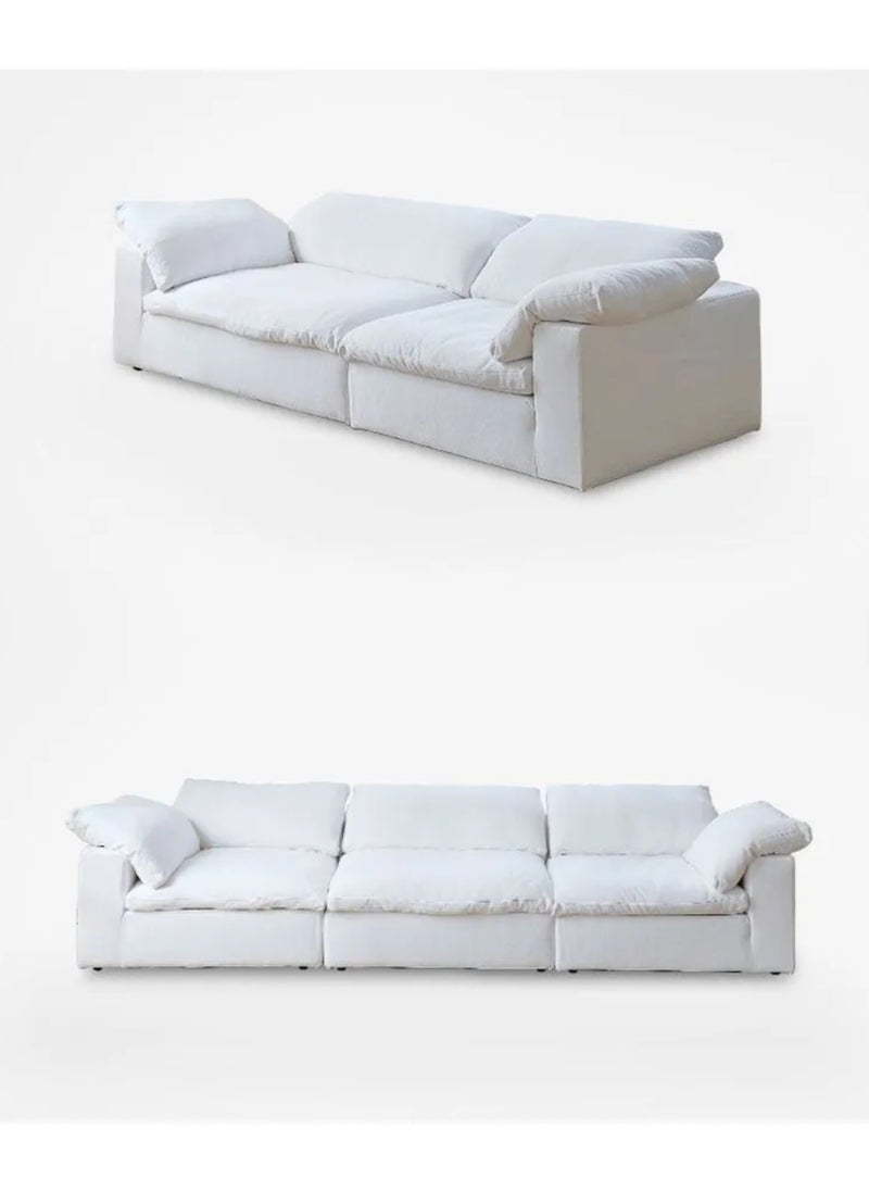 KARNAK - Karnak Cloud Sofa 3-Seater Luxury Design Sectional Sofa with Ottoman For Living Room Furniture – White Polyester Fabric - Image 1
