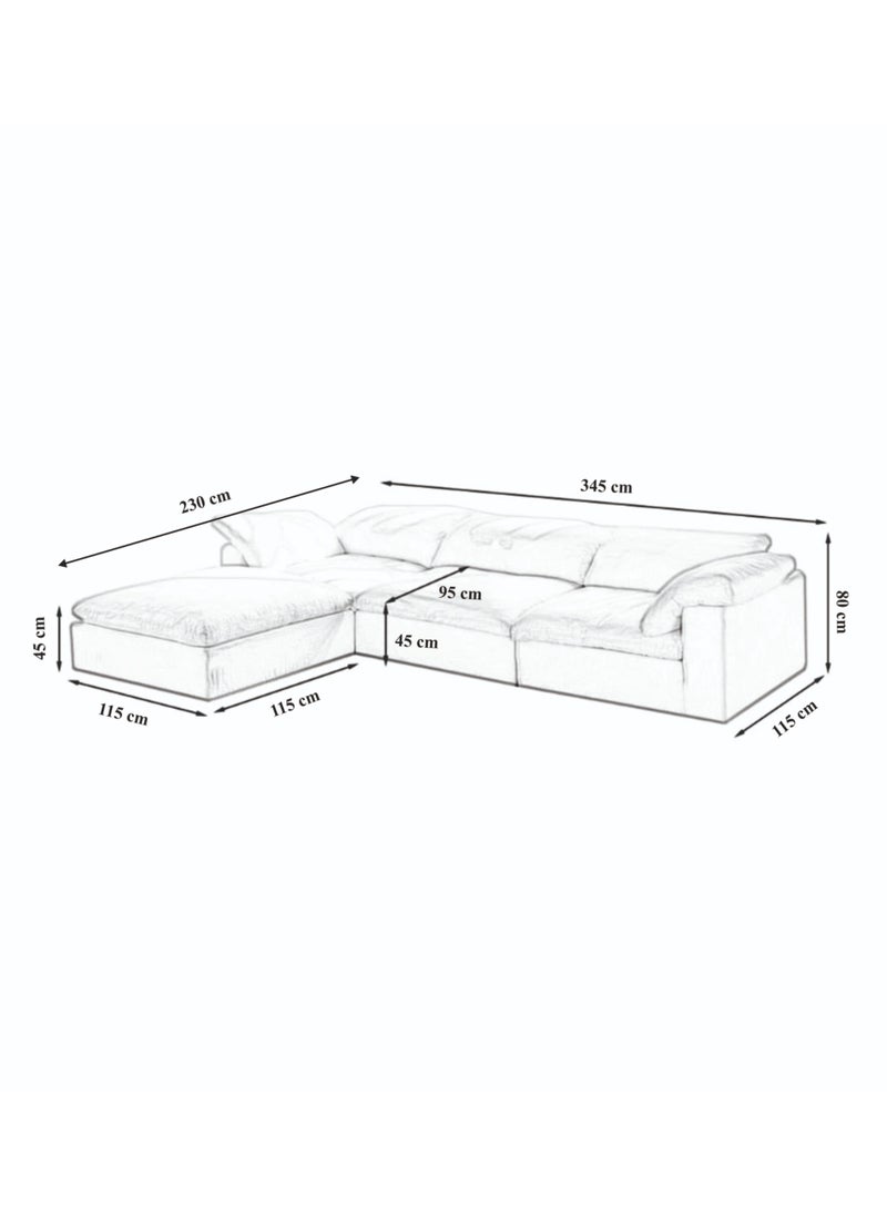 KARNAK - Karnak Cloud Sofa 3-Seater Luxury Design Sectional Sofa with Ottoman For Living Room Furniture – White Polyester Fabric - Image 1