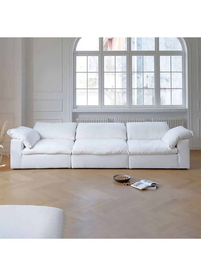 KARNAK - Karnak Cloud Sofa 3-Seater Luxury Design Sectional Sofa with Ottoman For Living Room Furniture – White Polyester Fabric - Image 1