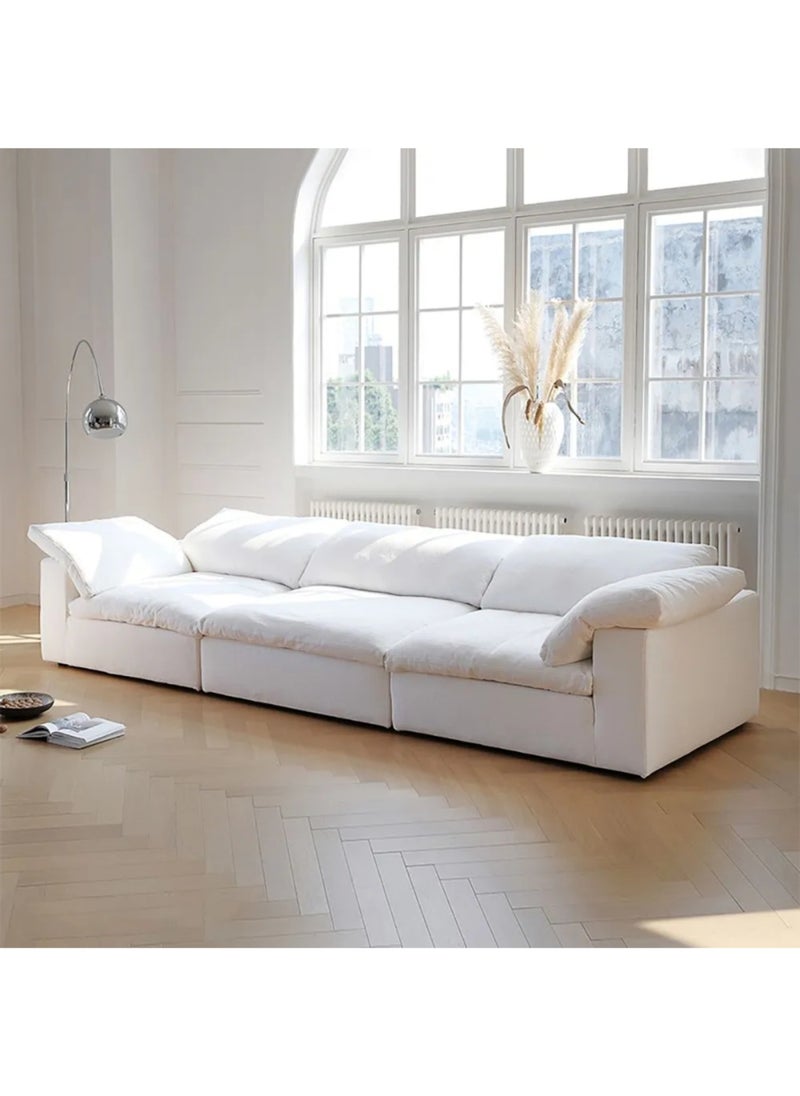 KARNAK - Karnak Cloud Sofa 3-Seater Luxury Design Sectional Sofa with Ottoman For Living Room Furniture – White Polyester Fabric - Image 1