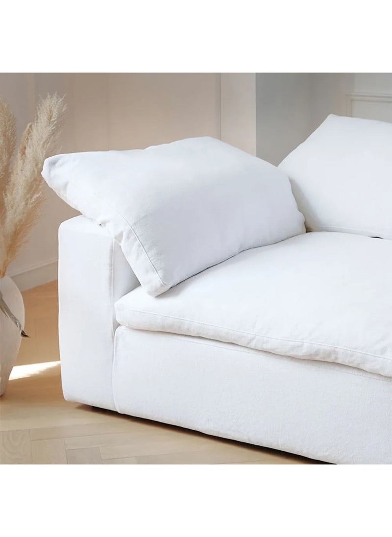 KARNAK - Karnak Cloud Sofa 3-Seater Luxury Design Sectional Sofa with Ottoman For Living Room Furniture – White Polyester Fabric - Image 1