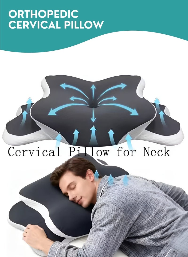 Orthopedic Memory Foam Medical Pillows for sleeping, Ergonomic Cervical Medicated Pillows for Neck Support | Side,Back and Stomach Sleeping - Image 1