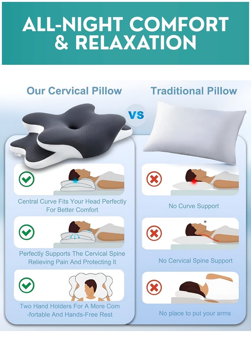 Orthopedic Memory Foam Medical Pillows for sleeping, Ergonomic Cervical Medicated Pillows for Neck Support | Side,Back and Stomach Sleeping - Image 4