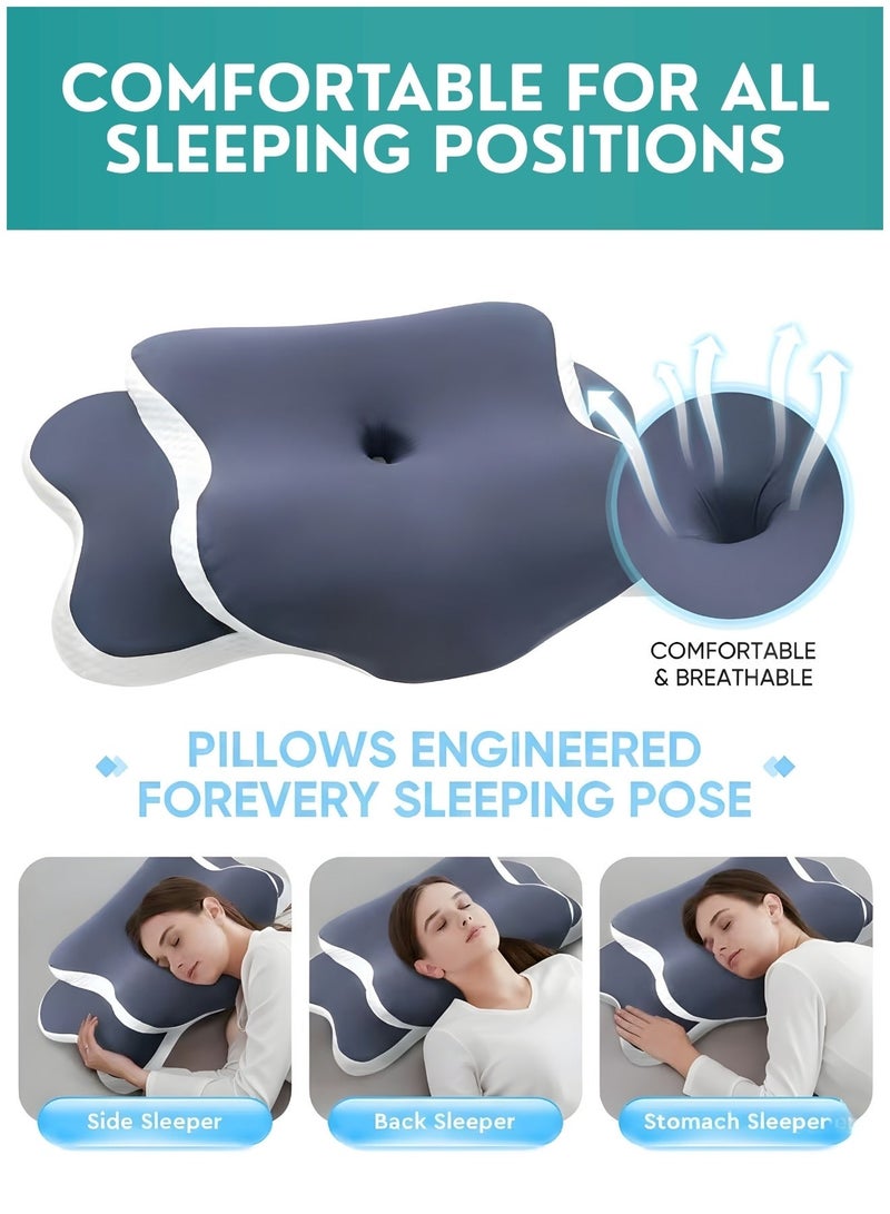 Orthopedic Memory Foam Medical Pillows for sleeping, Ergonomic Cervical Medicated Pillows for Neck Support | Side,Back and Stomach Sleeping - Image 2