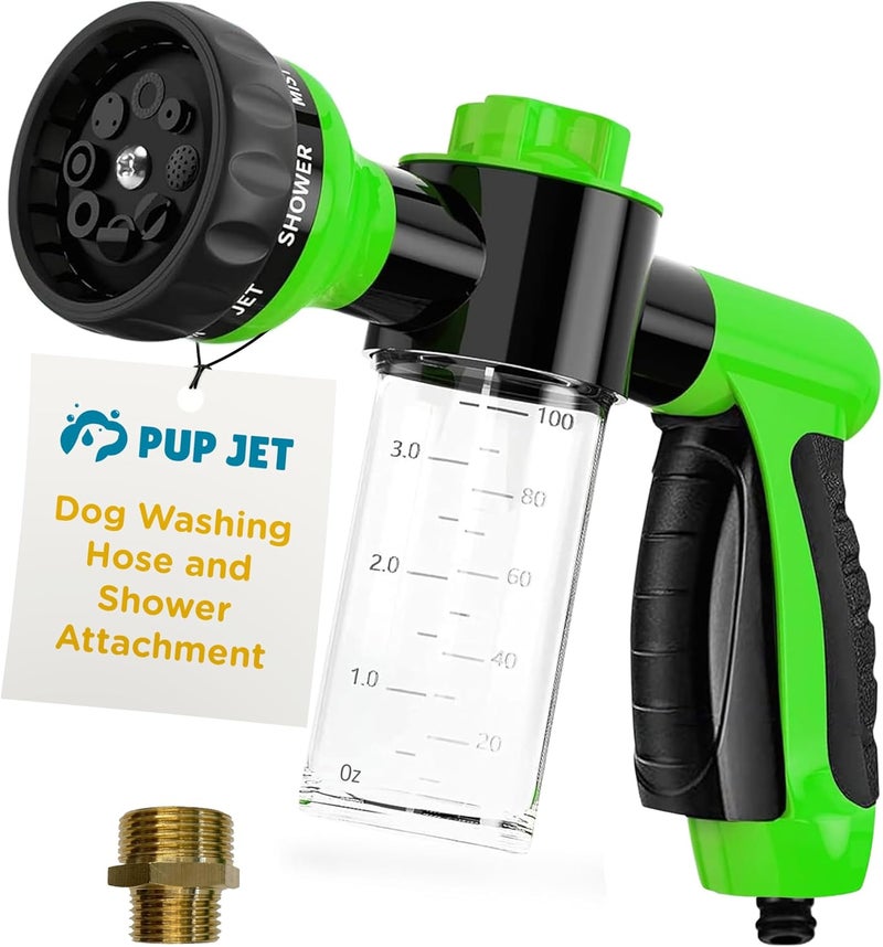 FREEZE2TRIM Pup Jet Dog Washing Hose Attachment with Soap Dispenser – 8-in-1 Fur Sweep Dog Bathing Supplies Kit, Shower Attachment & Shampoo Sprayer for Dog Wash, Bath, and Grooming Perfect for Pet Care at Home - Image 1