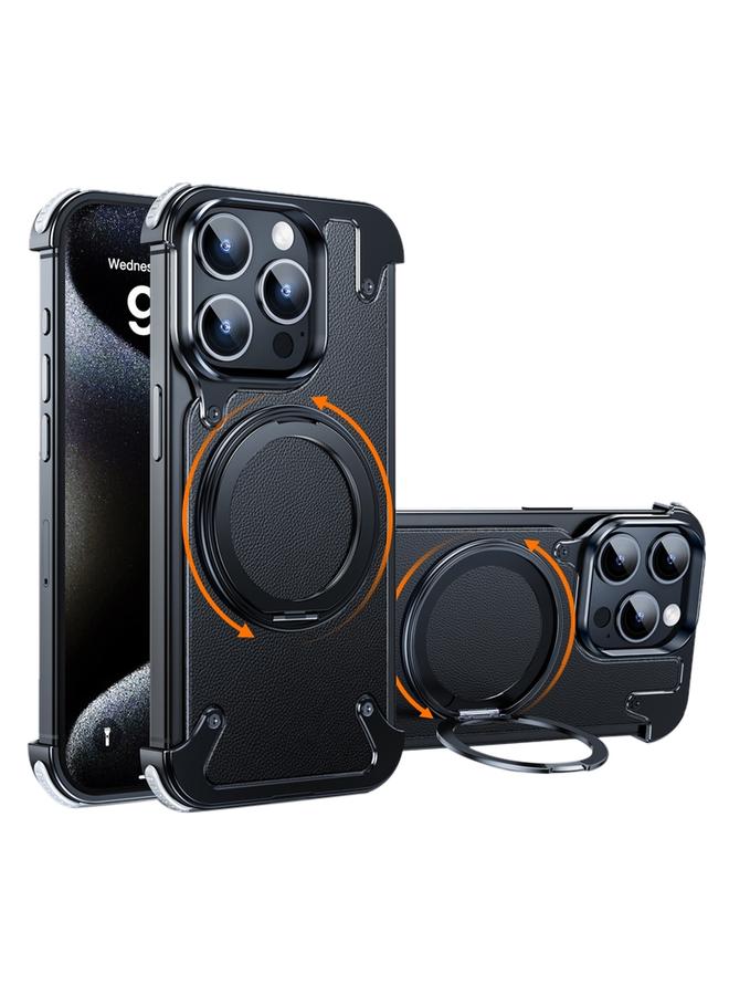اس-توب جراب هاتف معدني قابل للدوران 360 درجة لهاتف iPhone 15 Pro مع حامل MagSafe - Image 1