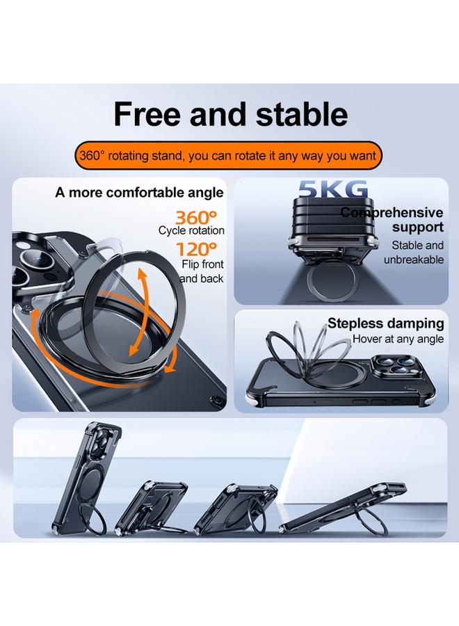 اس-توب جراب هاتف معدني قابل للدوران 360 درجة لهاتف iPhone 15 Pro مع حامل MagSafe - Image 3