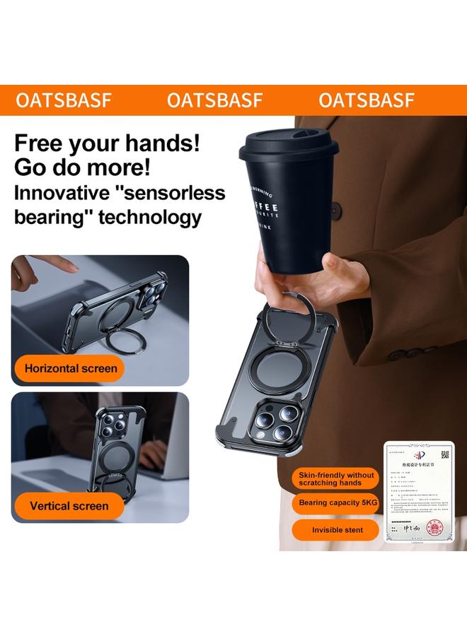 اس-توب جراب هاتف معدني قابل للدوران 360 درجة لهاتف iPhone 15 Pro مع حامل MagSafe - Image 4