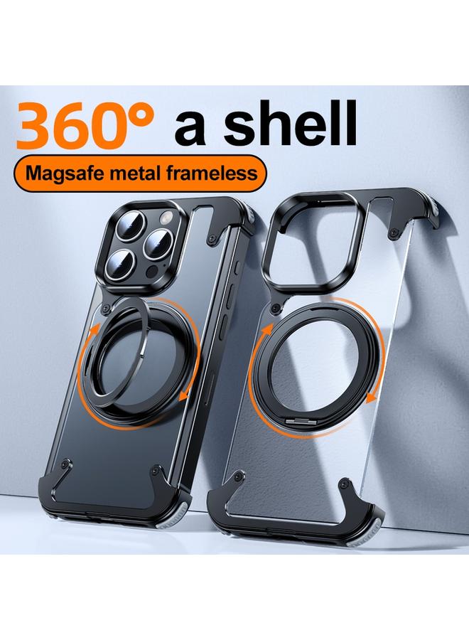 اس-توب جراب هاتف معدني قابل للدوران 360 درجة لهاتف iPhone 15 Pro مع حامل MagSafe - Image 2