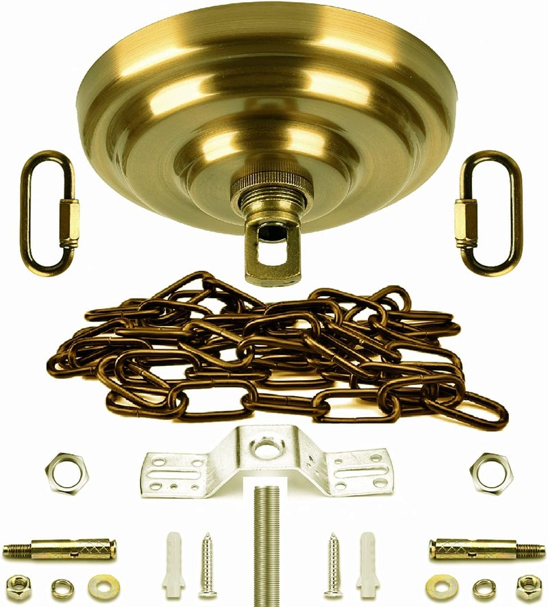 ROJOSER Heavy Duty Canopy Kit and 3.2 feet Pendant Light Fixture Chain for Chandelier or Swag Light Fixtures,Vintage Gold Copper - Image 1