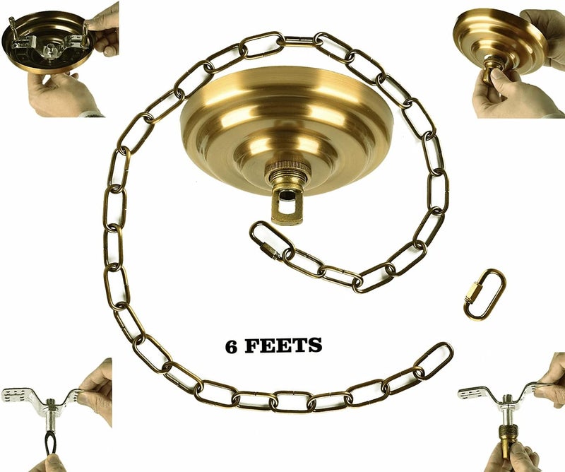 ROJOSER Heavy Duty Canopy Kit and 3.2 feet Pendant Light Fixture Chain for Chandelier or Swag Light Fixtures,Vintage Gold Copper - Image 2