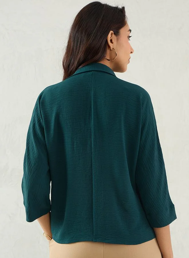 فيميلا Femmella Green Pleated Detail Regular Fit Top