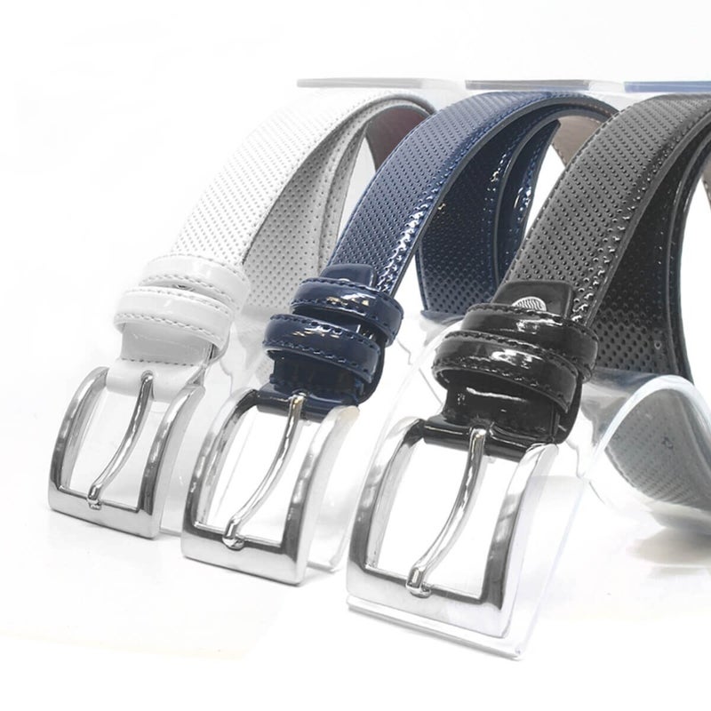Rakerplus Classic dark blue patent leather belt for boys with a metal buckle - Image 4