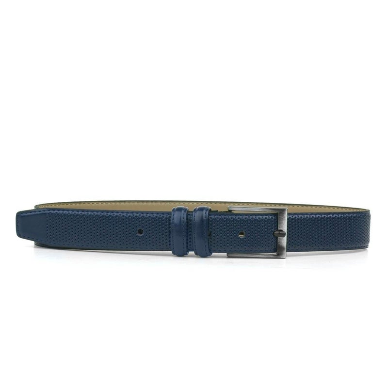 Rakerplus Classic dark blue patent leather belt for boys with a metal buckle - Image 3