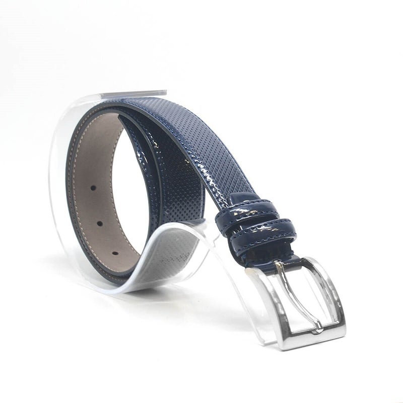 Rakerplus Classic dark blue patent leather belt for boys with a metal buckle - Image 5