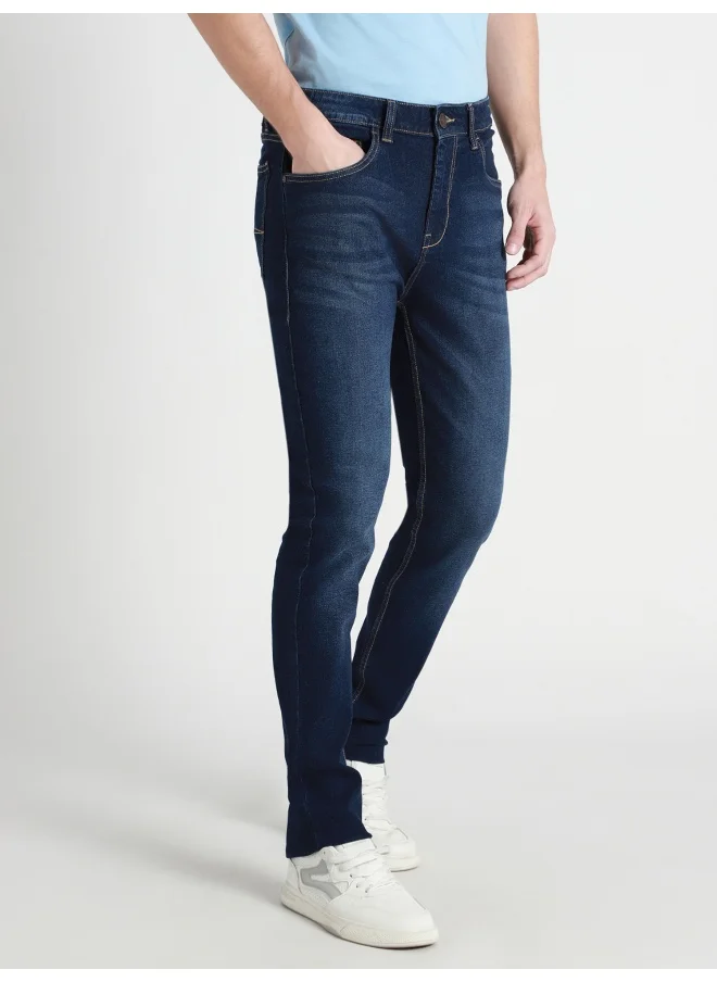 Dennis Lingo Men's Tapered Fit Dark Blue Cotton Jeans - Versatile and Durable