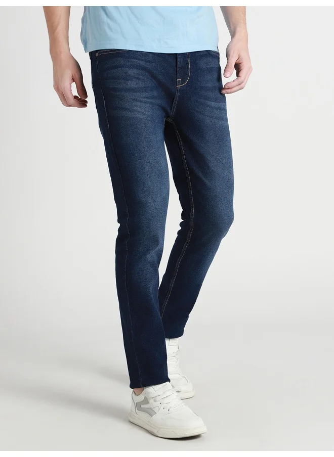 Dennis Lingo Men's Tapered Fit Dark Blue Cotton Jeans - Versatile and Durable
