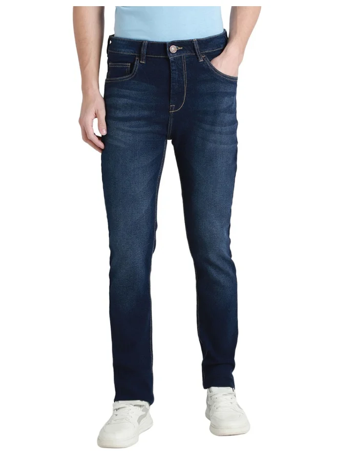 Dennis Lingo Men's Tapered Fit Dark Blue Cotton Jeans - Versatile and Durable