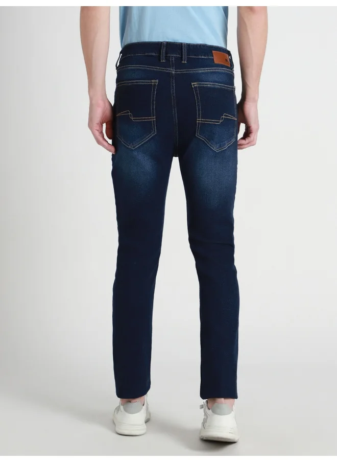 Dennis Lingo Men's Tapered Fit Dark Blue Cotton Jeans - Versatile and Durable