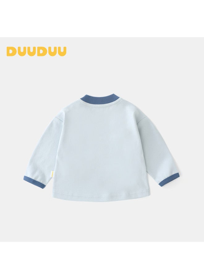 Duuduu Kids Girls T-shirt Spring Autumn Baby Long Sleeve Cartoon Top Blue 90 - Image 2