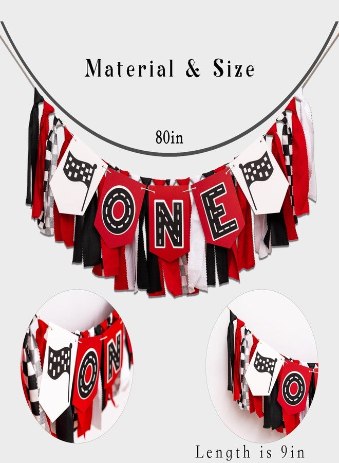 MUWEOL لافتة كرسي مرتفع بتصميم سيارة سباق MUWEOL - زينة حفلة عيد الميلاد الأول للطفل بتصميم سيارة سباق، زينة حفلة عيد ميلاد سريع - Image 2