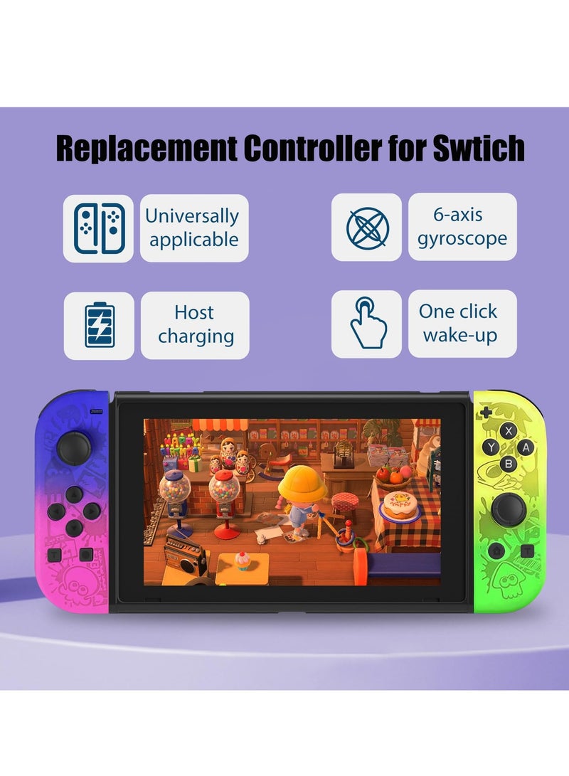 KASTWAVE Joy Cons Wireless Controller for Nintendo Switch, Replacement for Switch Joypad with RGB Light, Joystick Support Double Vibration/Wake-up/Screenshot (Splatoon) - Image 5