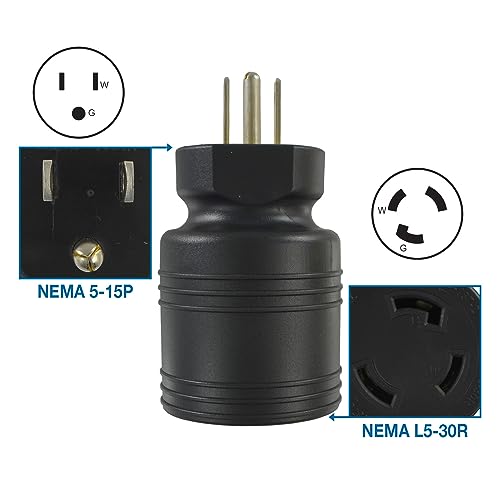 Conntek NEMA 5-15P to NEMA L5-30R Locking Plug Adapter 15-Amp to 30-Amp - Image 2