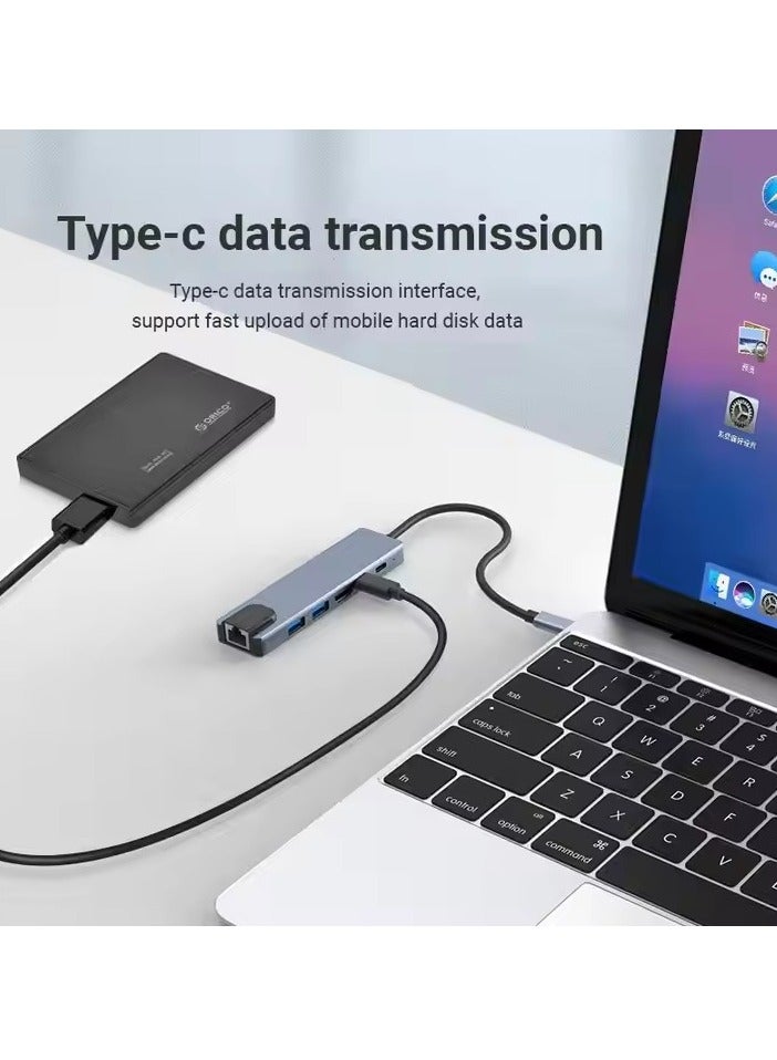 Zero ZERO TYPE-C to HDTV 6 in 1 Adapter with LAN USB Type-C 4K video output – Silver  - Image 5