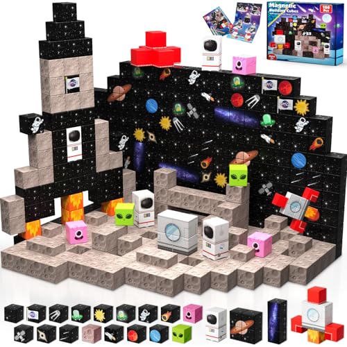 Annexfun Magnetic Blocks100PCS Magnetic Building BlocksSpace Rocket Magnetic Tiles Cubes 2026 Upgraded STEM Game Christmas Birthday Gifts for 3 4 5 6 7 8 9 10 Year Old Boys and Girls - Image 1