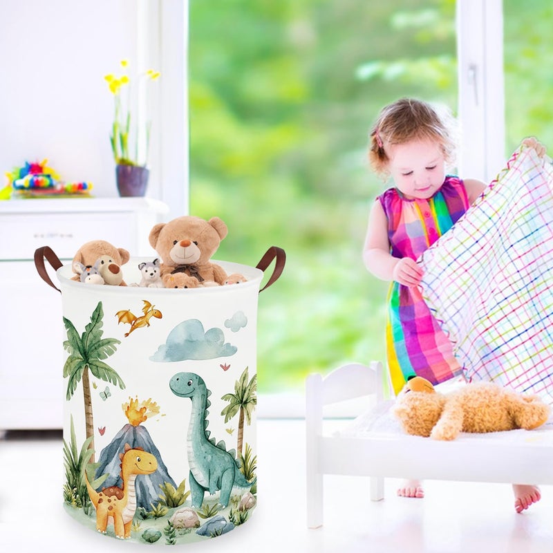 FXOCSHE Dinosaurs Baby Laundry Hamper,Collapsible canvas laundry basket,Dinosaur Baskets for Boys,Dragon dirty clothes basket,Baby Room decor(Roaring dinosaur) - Image 3