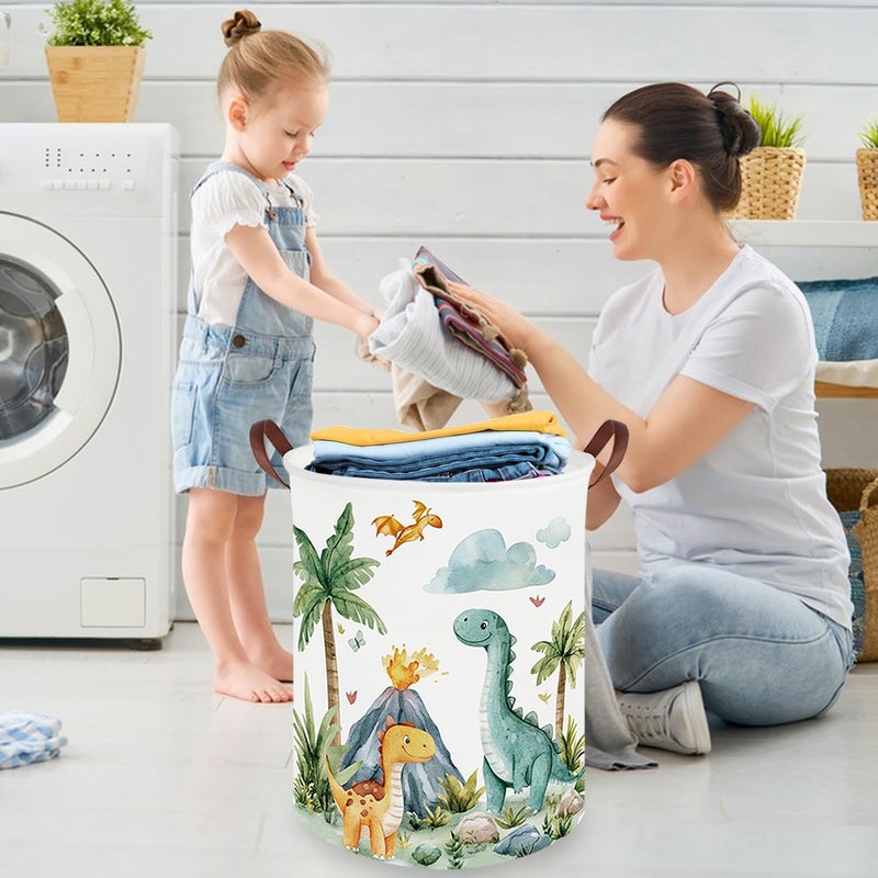 FXOCSHE Dinosaurs Baby Laundry Hamper,Collapsible canvas laundry basket,Dinosaur Baskets for Boys,Dragon dirty clothes basket,Baby Room decor(Roaring dinosaur) - Image 5