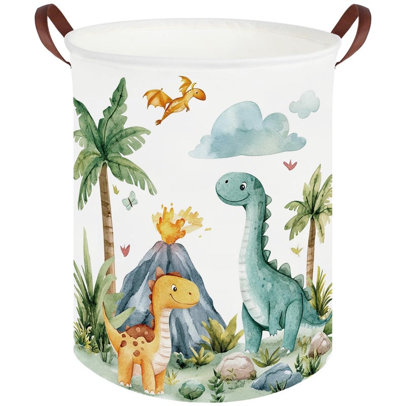 FXOCSHE Dinosaurs Baby Laundry Hamper,Collapsible canvas laundry basket,Dinosaur Baskets for Boys,Dragon dirty clothes basket,Baby Room decor(Roaring dinosaur) - Image 1