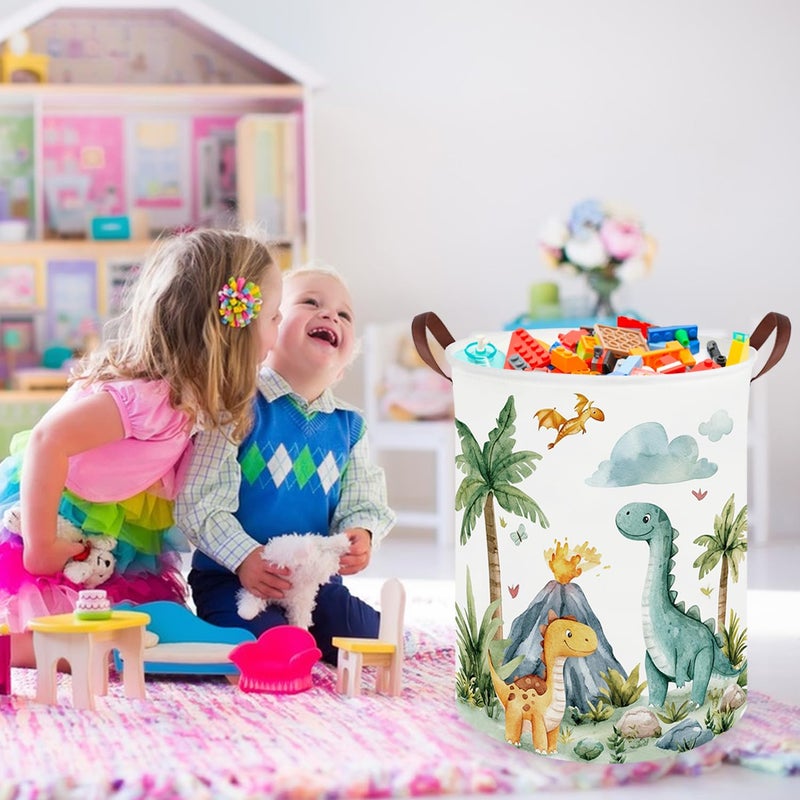 FXOCSHE Dinosaurs Baby Laundry Hamper,Collapsible canvas laundry basket,Dinosaur Baskets for Boys,Dragon dirty clothes basket,Baby Room decor(Roaring dinosaur) - Image 4